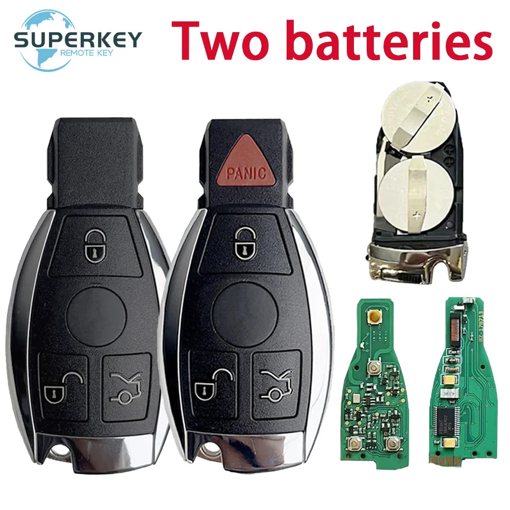 TWO Battery NEC Chip For Mercedes Benz A B C E S Class W203 W204 W205 W210 W211 W212 W221 433MHz/315MHz Remote Car Key