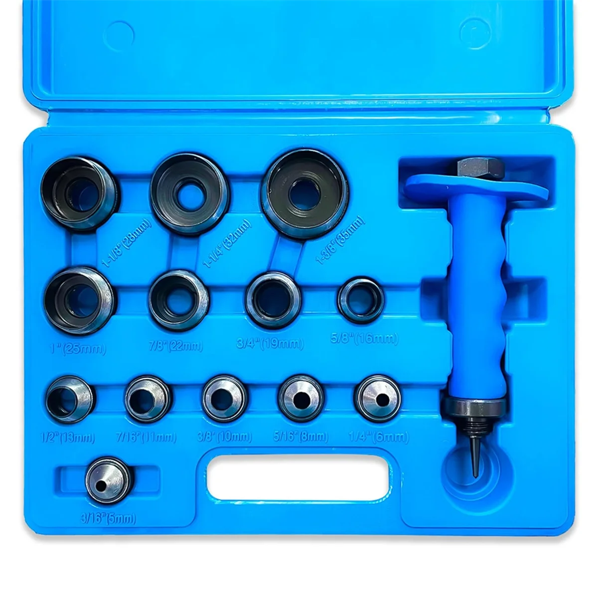 Hole Punch Set 14pcs Hollow Punch Kit Gasket Punch Set Gasket Cutter Foam Leather Punches Tools 3/16 Inch to 1-3/8 Inch