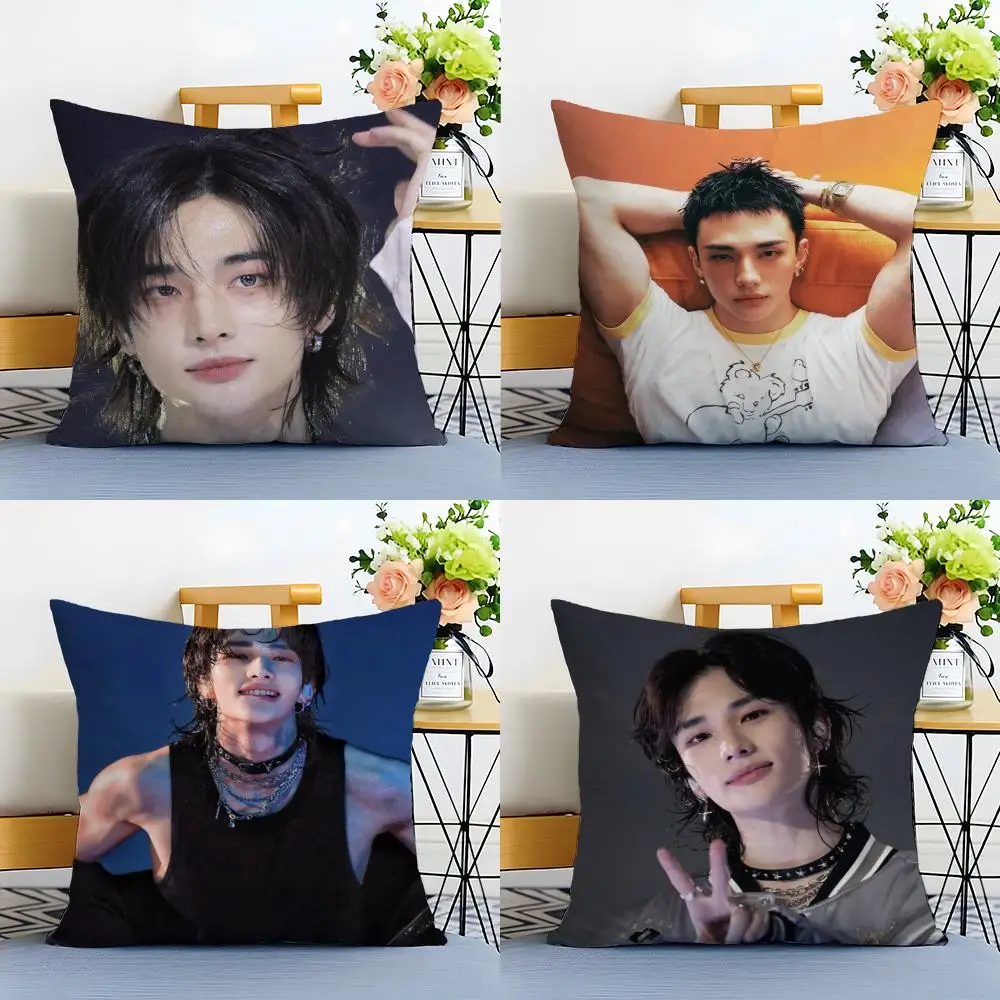 Handsome Singer H-HyunjinS Cushion Cover Linen Pillowcase Soft  for Sofa Bed Home Room Decor