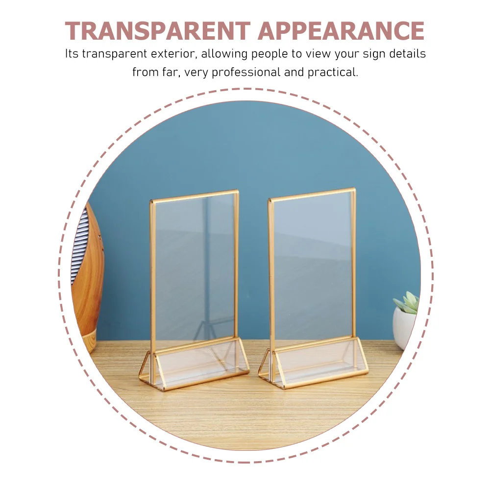 

2pcs Clear Acrylic Table Number Sign Holders 4X6 Inch Display Stand Wedding Banquet Supplies Blank Seats Signs