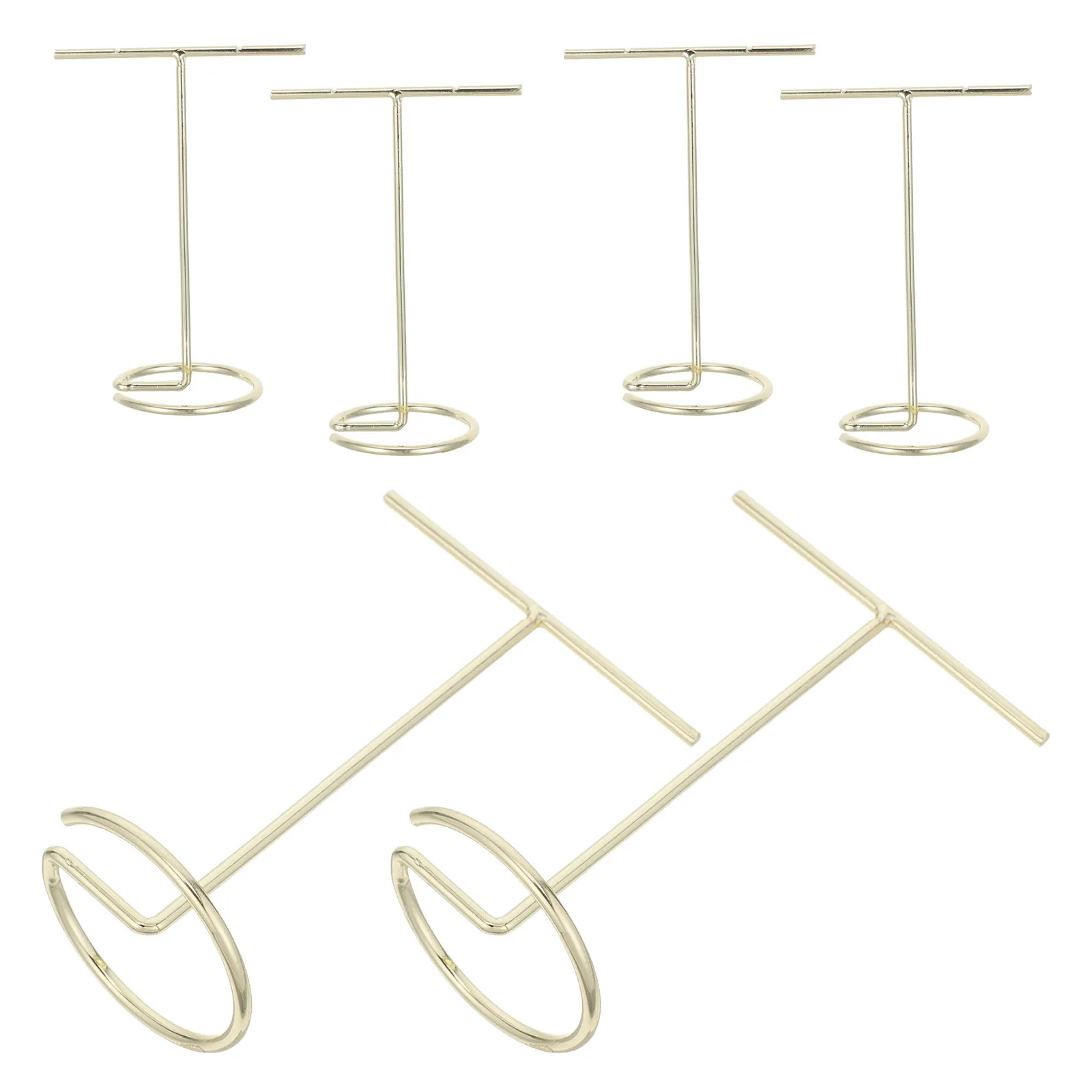 6Pcs Earring Display Holder Gold Metal T Bar Jewelry Organizer Stable Necklace Rings Stand Retail Photography Props