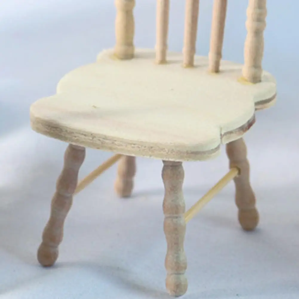 Cute Dollhouse Chair Moisture-proof Micro Decor Doll House Decoration Wooden Chair  Doll Backrest Chair    Mini Dining Chair