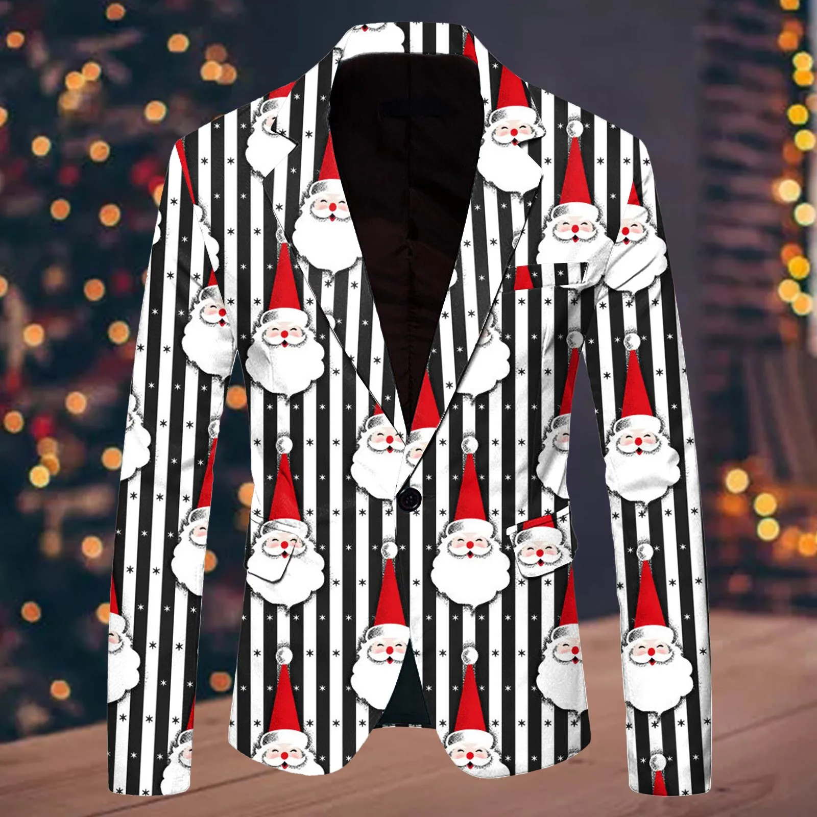 Fashion Santa Claus Print Suit Jacket Men\'s Christmas Coat Autumn Winter New Men Blazer Jackets For Men Christmas Party Jackets