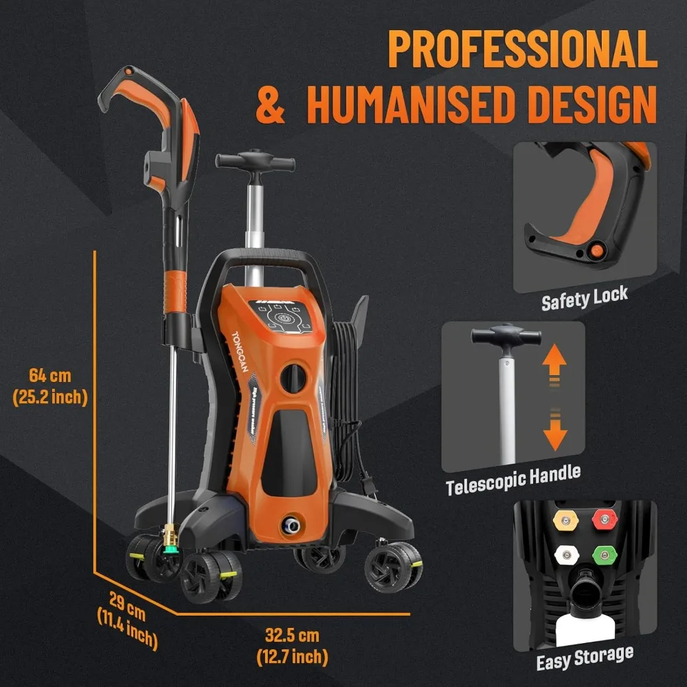 5000PSI 3.0GPM شاشة تعمل باللمس ضغط قابل للتعديل مع تقنية مضادة للرش، مقبض الرش التحكم الذكي، 5 فوهة #6