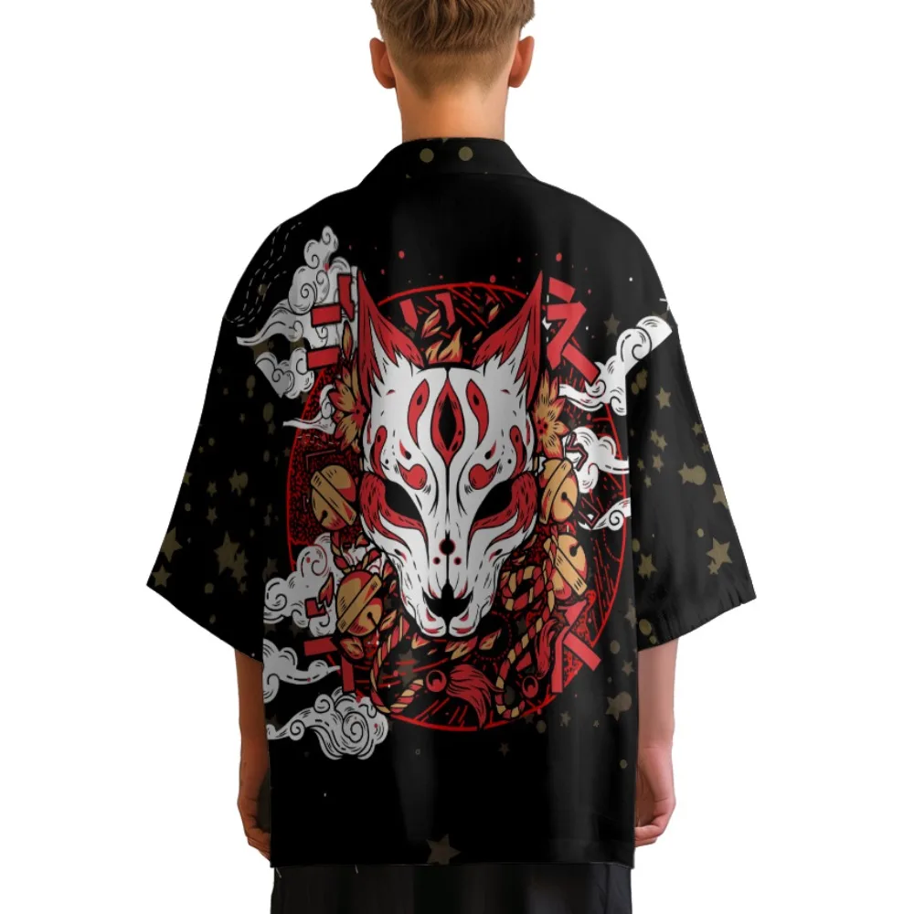 

Fox Kimono Summer Men Samurai Clothes Hawaiian Shirt Beach Cardigan Yukata Women Clothes Japanese Fashion Cosplay Haori Bathrobe