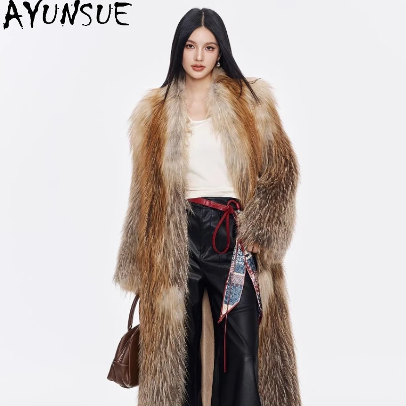 

AYUNSUE Real Fox Fur Coats Woman Stylish Winter Fur Jacket Long Fur Coat Woman New in Outerwears Luxury Woman Clothing Fourrure