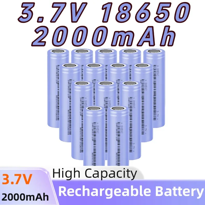 Lithium Battery R3 18650 High Capacity Rechargeable Li-ion Battery Cell 3.7V 2000mAh 1 ...