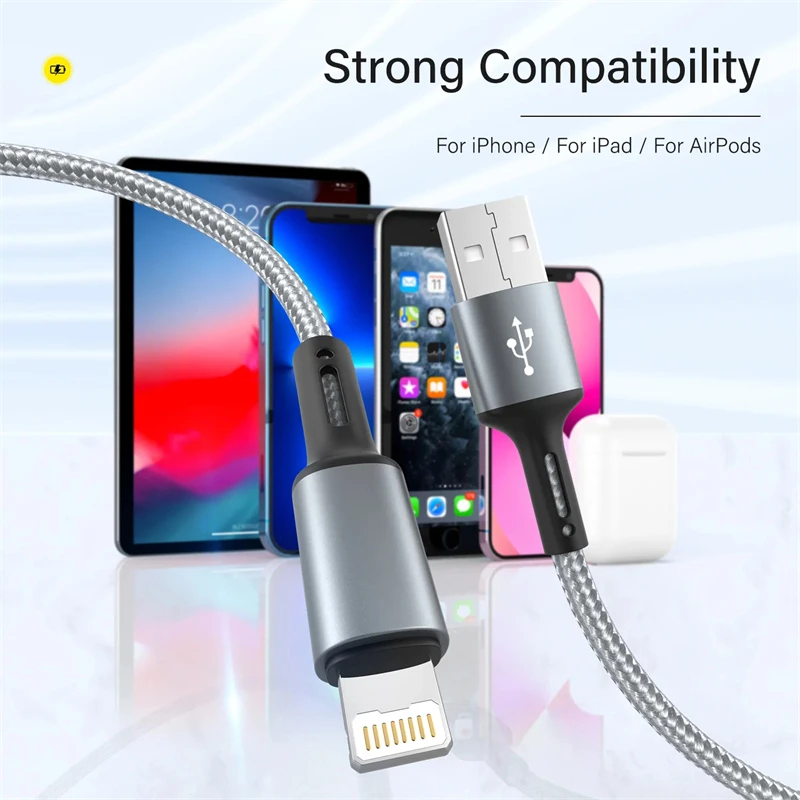 Cable USB de carga rápida para teléfono móvil, Cable de carga rápida de plomo 3A para iPhone 14, 13, 12, 11 Pro Max, X, XR, 6s, 7, 8 Plus, 2m, 3m