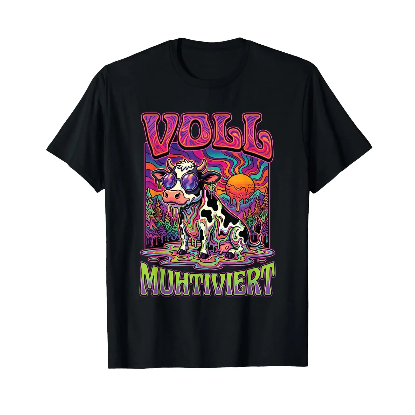 Fully Motifed Funny Cow Motif Farmer Farm T Shirt vintage Washed Versatile designer clothes Slightly Casual streetwear