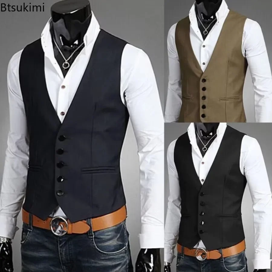 

Men's Sleeveles Vest Casual Business Blazer Elegant Wedding Groomsmen Costume Male Gift Fashionable Men Suit Vest Slim Fit Vest