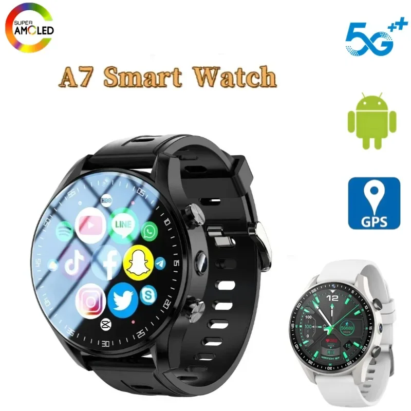 

A7Dual Camera 4G Watch Video Tracker 128GB Memory SIM Card With Wifi GPS Waterproof Call Store Step Google Accessories Balance