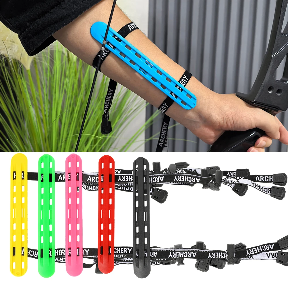 Compound Bow Archery Armguard Lightweight Hard Plastic Forearm Protector Adjustable Breathable for Target Shooting LH/RH