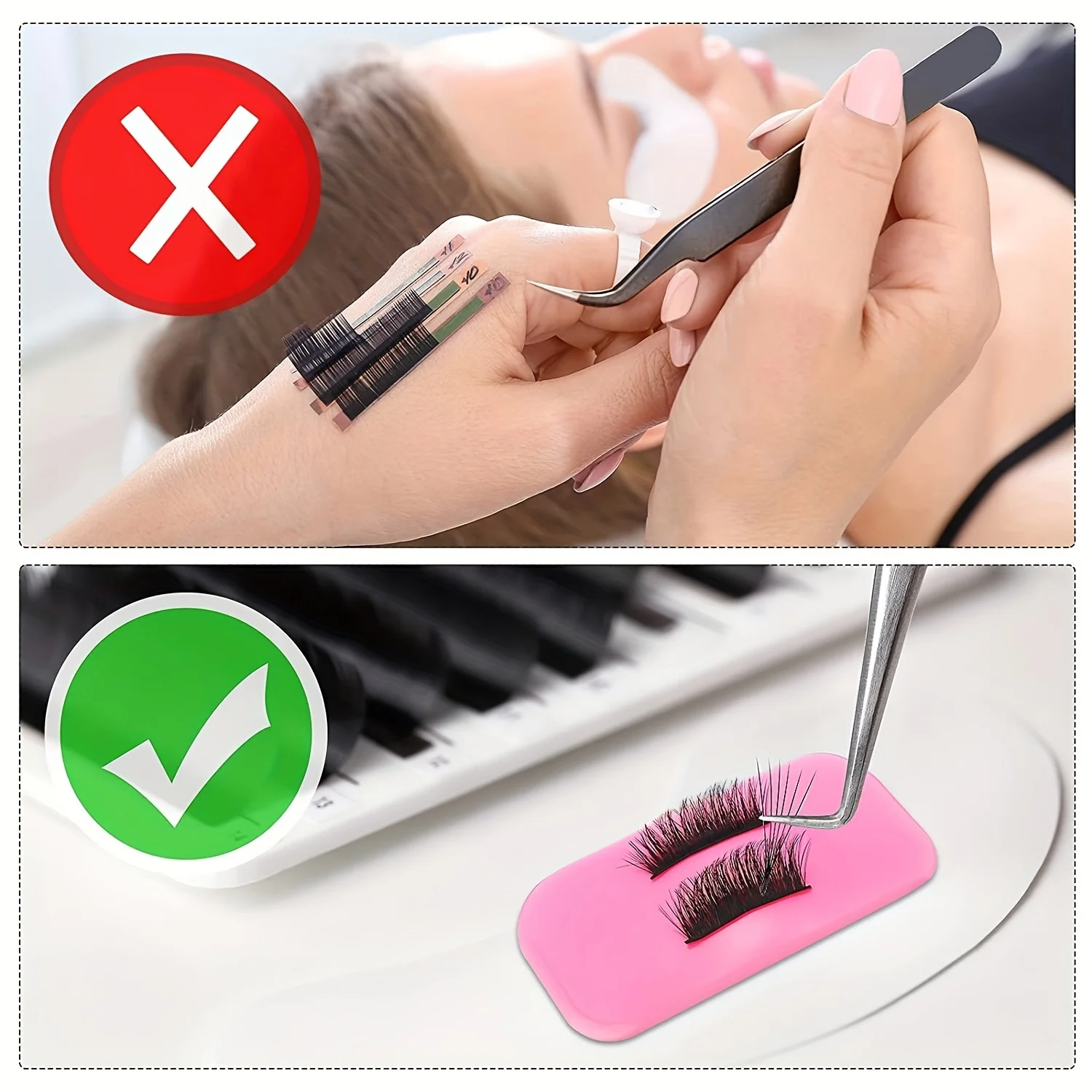 1pc ピンク低刺激性シリコーンまつげエクステンションパッド - 再利用可能なまつげリフトツール、アルコールフリーつけまつげ接着剤ベース