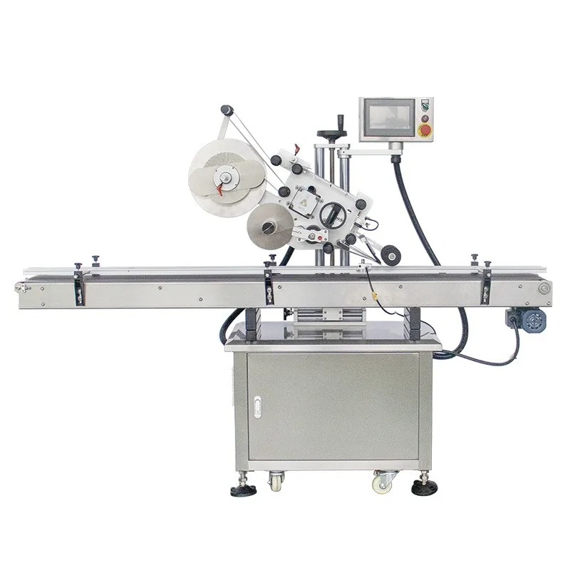 Automatic Flat Labeling Machine for Face Mask Pouch PE Bag Color Box Card Hang Tag Carton Paper Box Paging Sticker Applicator