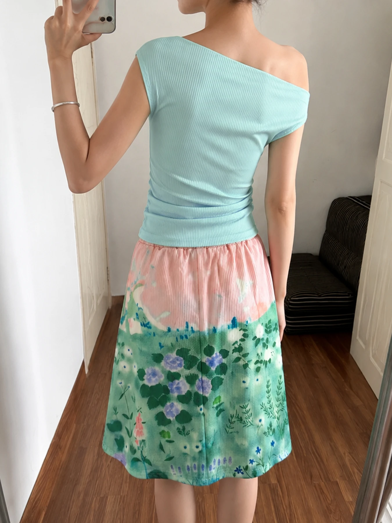 여성용 귀여운 동물 무늬 투피스 세트, 트렌디한 오프숄 - Midi Skirt Floral 리뷰 및 가격