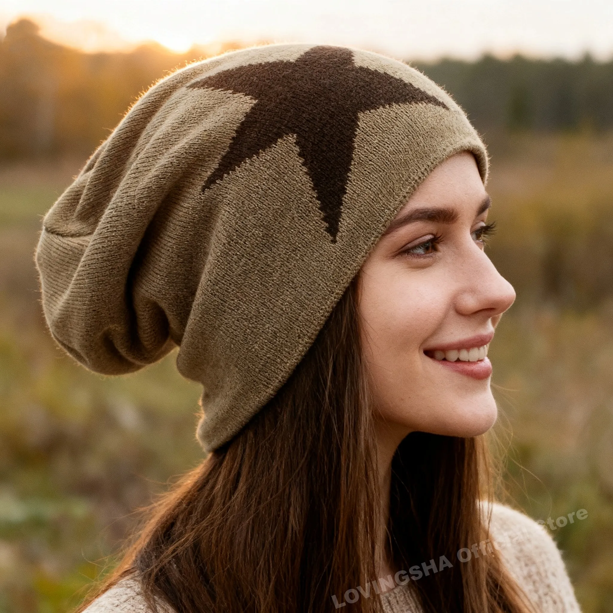 LOVINGSHA Faux Fur Warm Baggy Knitted Hat Men Beanies Knit Skullies Bonnet Hats For Men Women Beanie Men\'s Winter Hat Caps