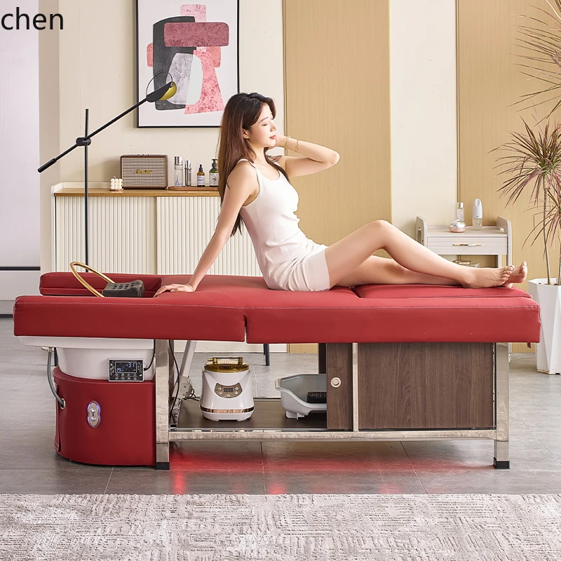 PYH Electric Lifting Shampoo and Foot Washing Integrated Bed Beauty Salon Head Foot Therapy Water Circulation Bed
