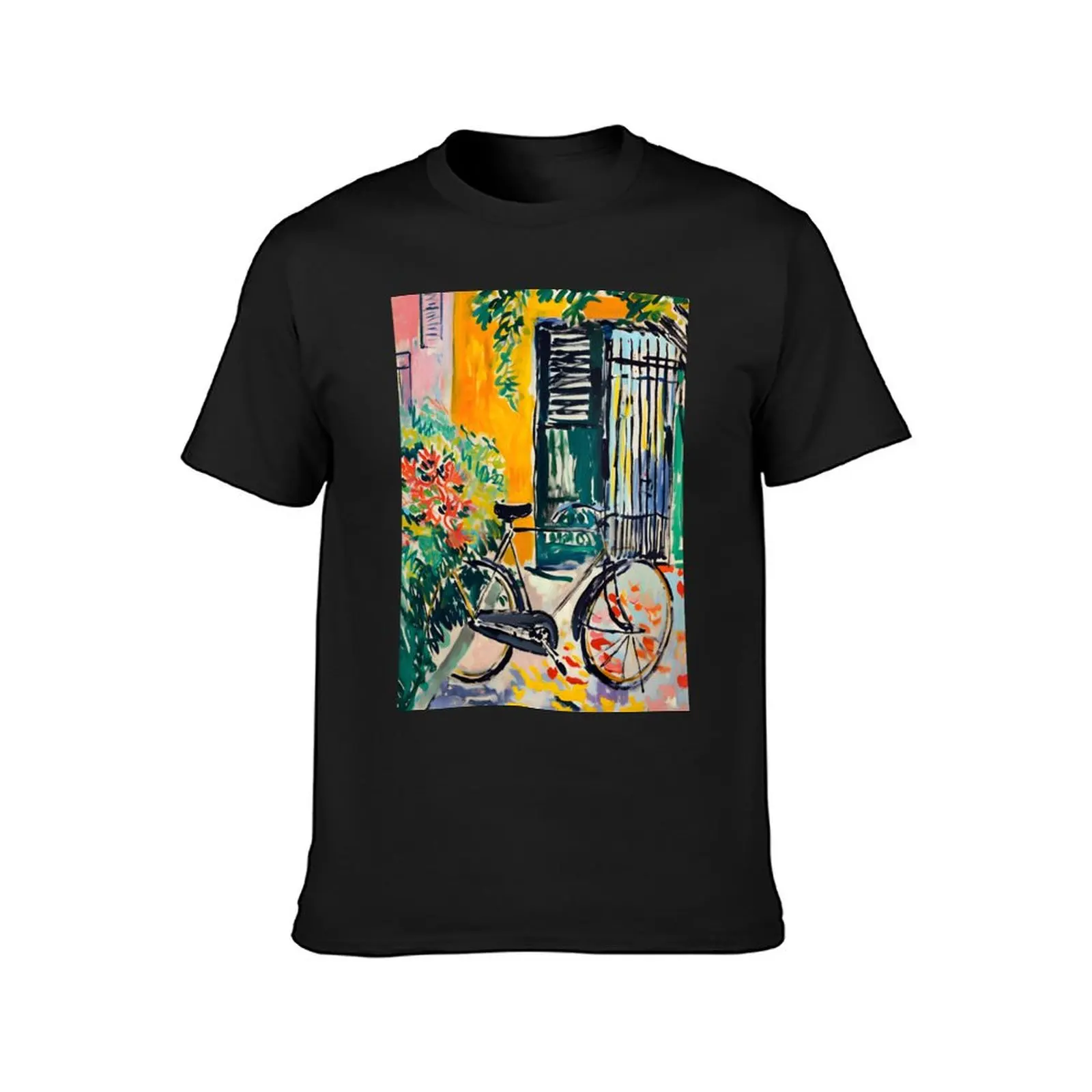 Whimsical Love Journey and Fauvist Dreams on Parisian Streets Bicycle - A Rolling Canvas of Romantic Exploration T-Shirt