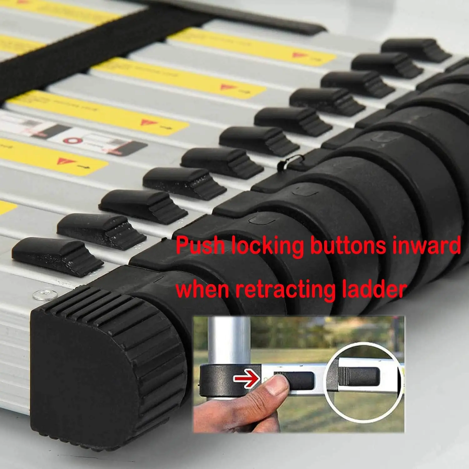 سلم تصغير بإطار 3.8 م/5 م سلم تلسكوبي من الألومنيوم سلم قابل للطي محمول مع شريط تثبيت، أقصى حمولة 330 رطل #4