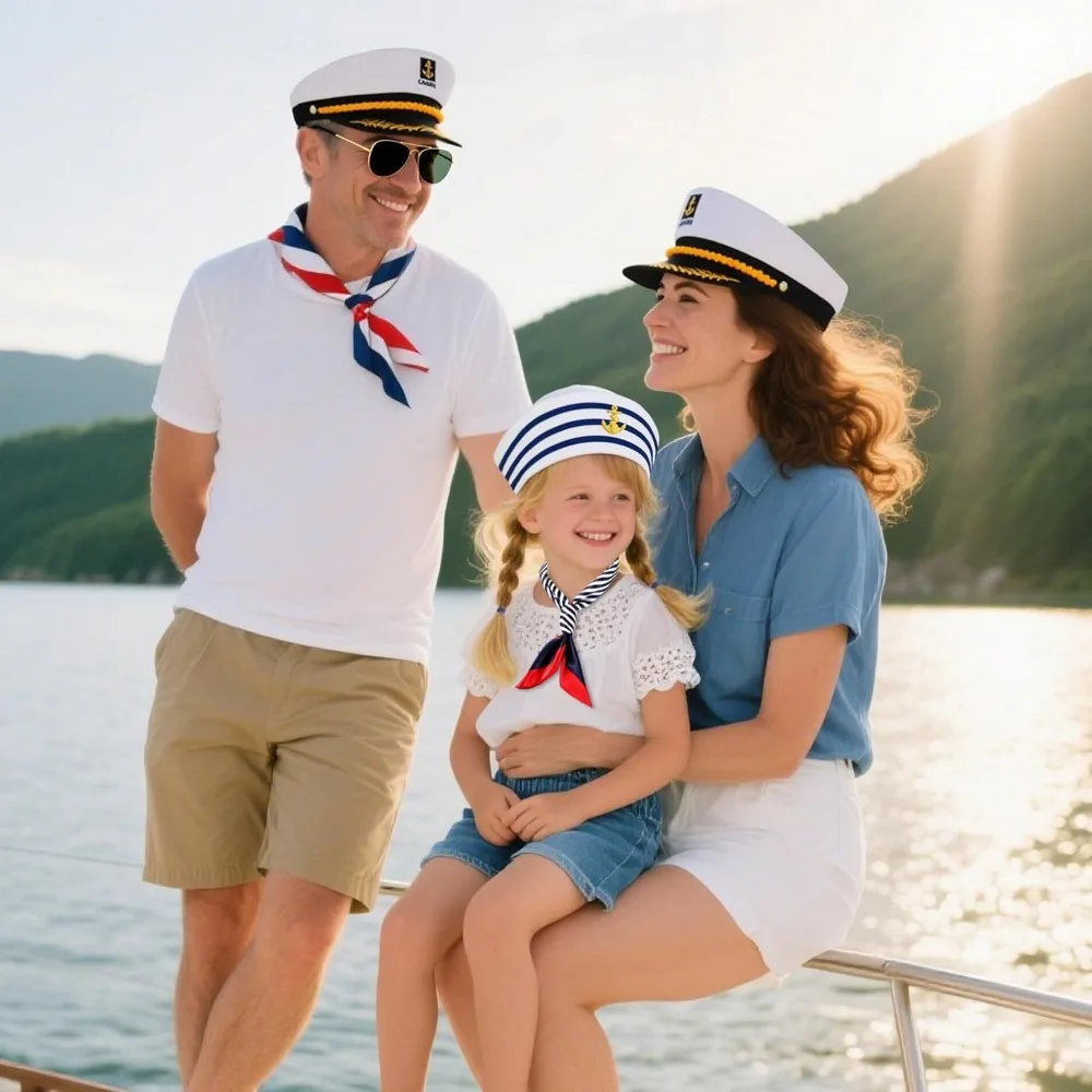 Yacht Captain Hat and Sunglasses Adult Sailor Hat for Men Women Party Adjustable Boat Halloween Costume Accessories Cosplay