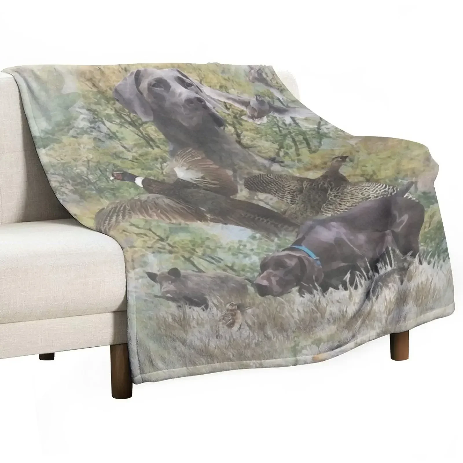 German Shorthaired Pointer, Hunting scene Throw Blanket Luxury Thicken Plush Custom Blankets