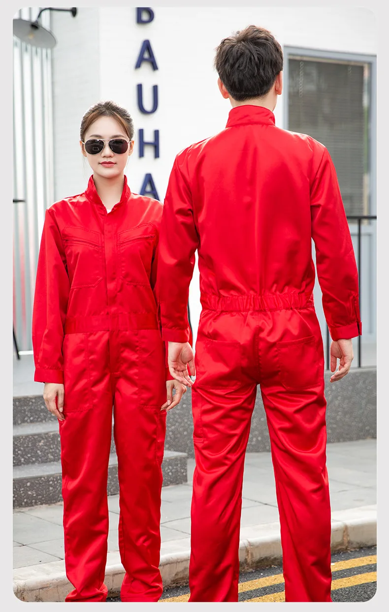 Unisex werkoverall Tooling Uniform Slijtvast Opstaande kraag Rits Werkkleding Multi Pocket Monteur Veiligheid Werknemer Overall