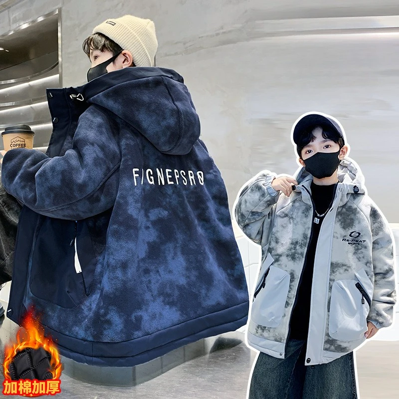 ZOETOPKID Thickened Cotton Children's Jacket Boys' Winter Clothes Casual Style Long Sleeve Zipper Closure Coat for Teen Kids