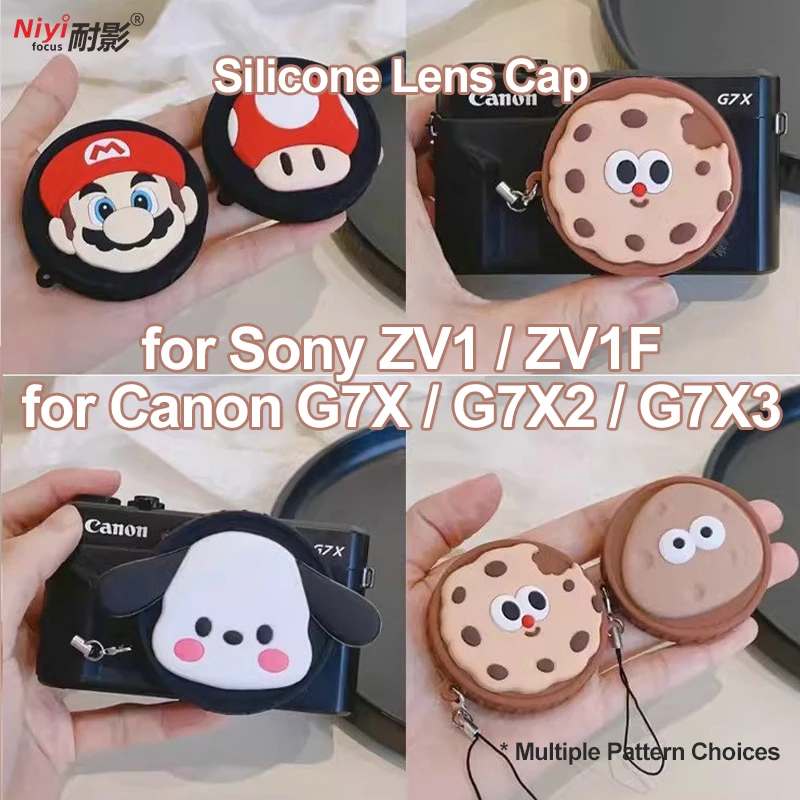 Camera Silicone Case for Sony ZV1 ZV1F Canon G7X G7XII G7XIII G7X2 G7X3 Mark ii Lens Front Cap Cover Protector Cartoon