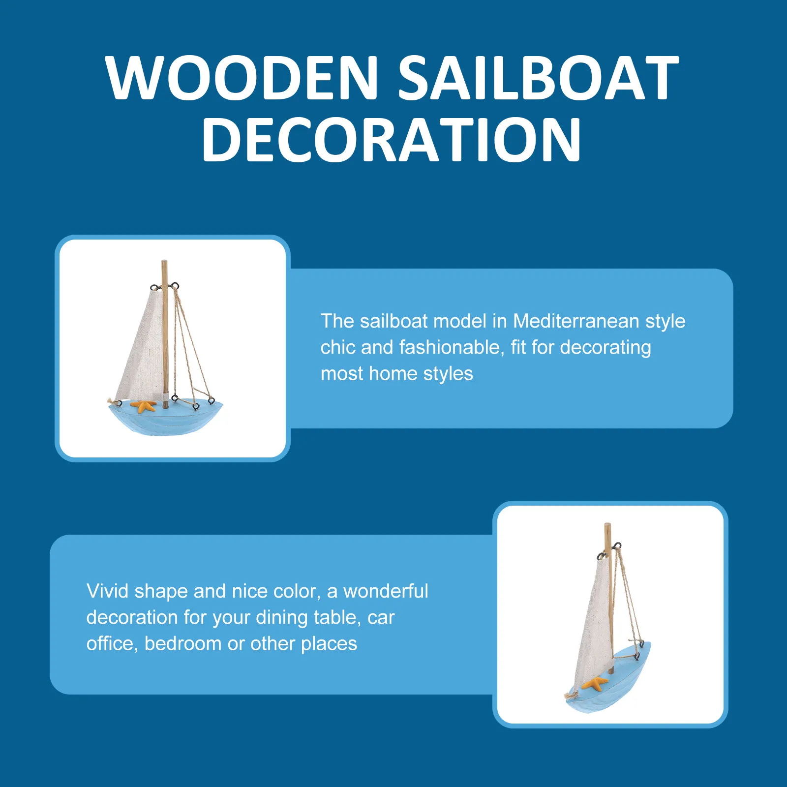 

Mediterranean Wooden Sailboat Decoration Premium Small Chic Nautical Home Office Bedroom Tabletop Ornament Relaxing Gift