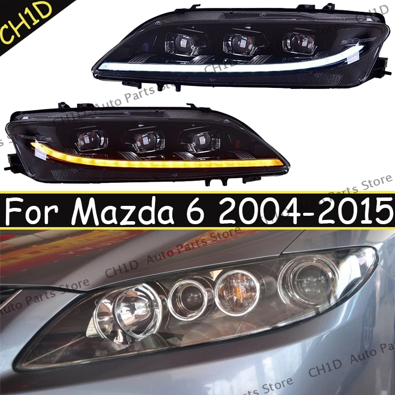 

Автозапчасти Mazda для Mazda 6 Atenza 2004-2015, фары, светодиодные указатели поворота, дальний свет, линза проектора «ангельский глаз», ближний свет