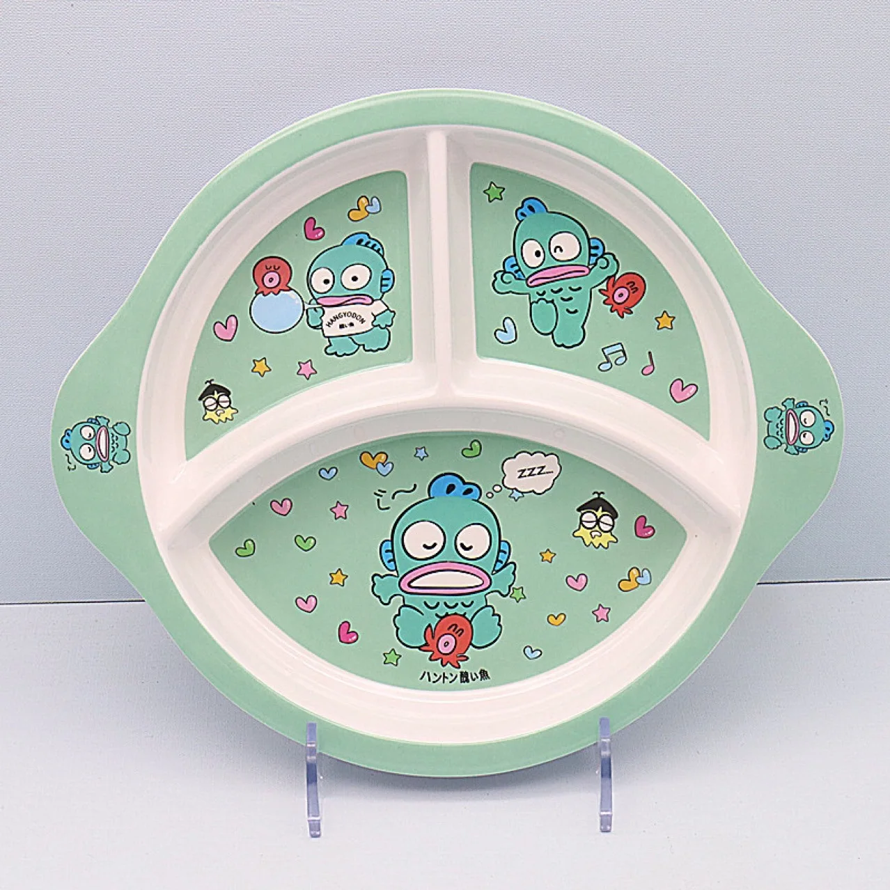 Platos divididos para niños, vajilla redonda con múltiples compartimentos para niños, diseño de dibujos animados, bandeja de 3 secciones