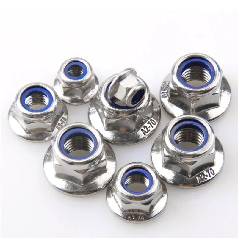 M3 M4 M5 M6 M8 M10 M12 304 316 Stainless Steel Hex Flange Nylon Insert Lock Nut Self-locking Nylock Locknut