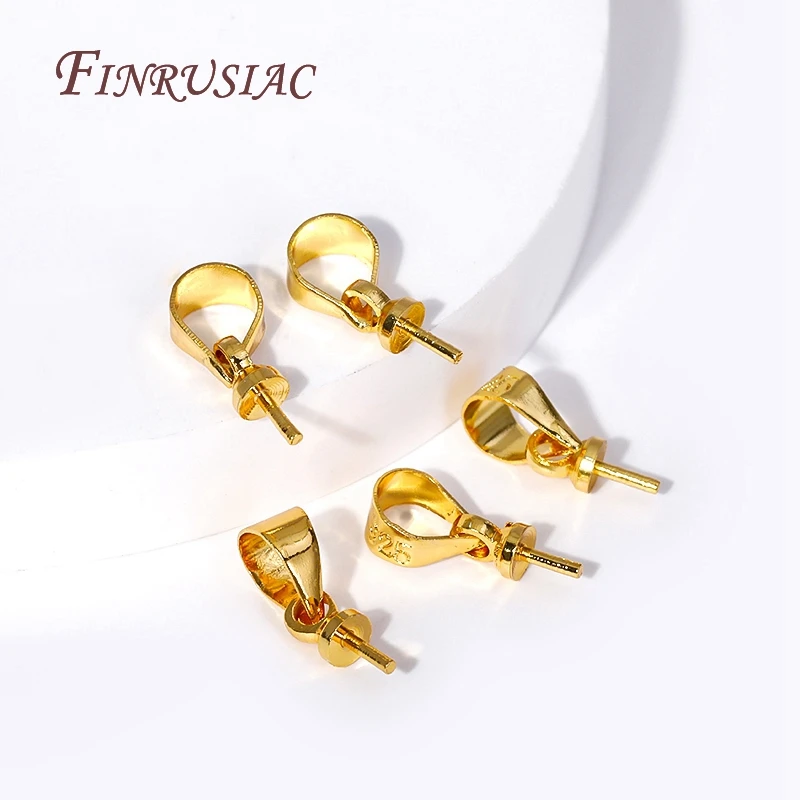 18K Gold Plated Pinch Pendant Bail,Brass Pendant Clasps Pinch Clip Bail Hooks Connector DIY Handmade Jewelry Making Accessories