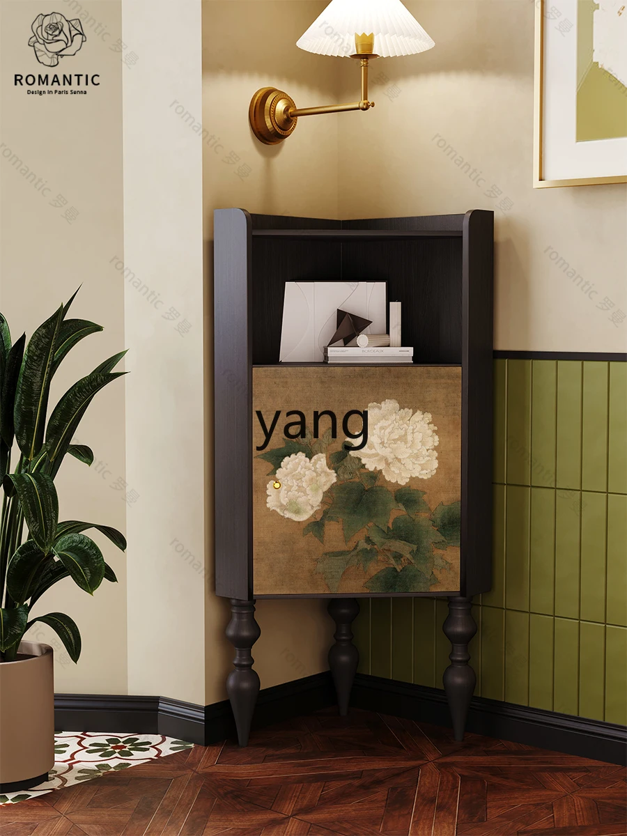 Yjq Triangle Cabinet Solid Wood Flower Chinese Style Storage Rack Dining Room Corner Living Room Storage Corner Cabinet