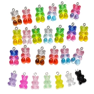 20pcs 14色かわいい動物グミグミベア樹脂樹脂ドロップイヤリングペンダントネックレスキーチェーンdiyジュエリー調査結果 10ベストセールスグミベア樹脂-10