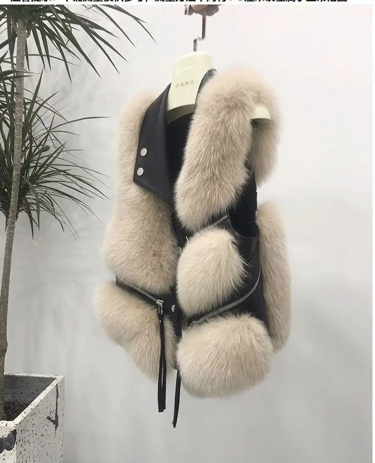 

Fur Coat Women's Vest Short Clothing Autumn Winter Patchwork Slim Fashion Versatile Fabric Womenswear