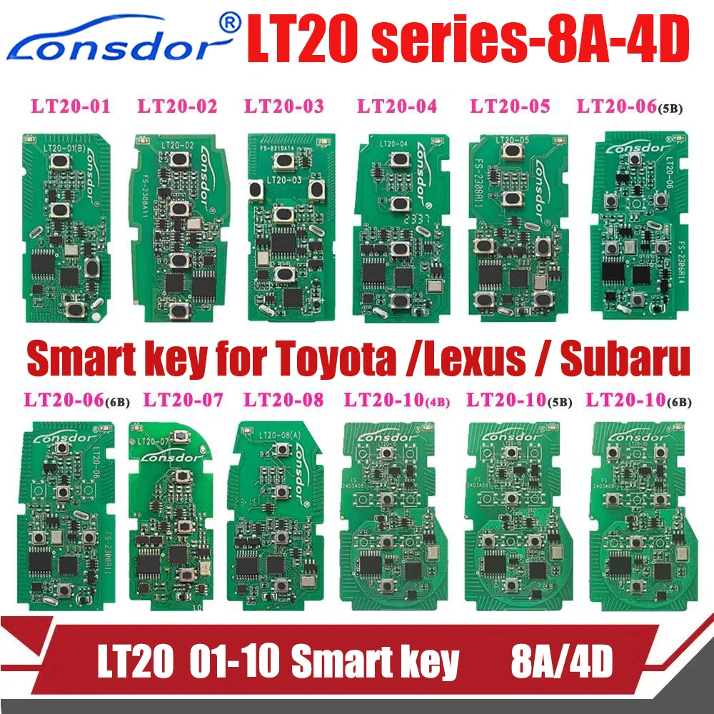 Lonsdor LT20 Smart Key LT20-01 LT20-03 LT20-02 LT20-03 LT20-04 LT20-10 8A+4D For Toyota & Lexus Support K518 K518ISE KH100+