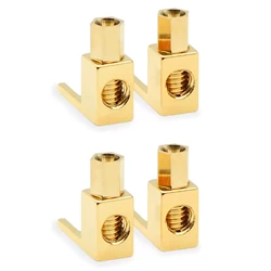 4Pcs/Set Spade Banana Plug Adapter Pure Copper Gold Plated Audio Spade Fork Banana Plug Connector Socket For HIFI Audio Cable
