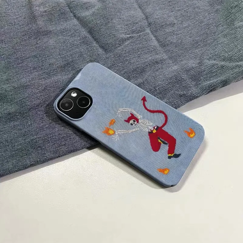 Blue Skull Cartoon Illustration Phone Case for IPHONE 17 Air 16E 15 PROMAX 14Plus 13 12 MINI 11PRO 16Plus XR Acrylic Phone Cover