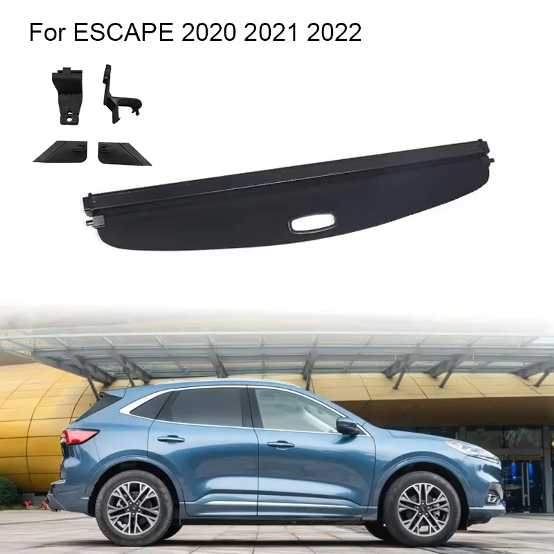 Organisateur de couverture de rideau de coffre pour Ford Escape 2020 2021 2022, support arrière, abri de séparation, bouclier d'ombrage, rangement de bagages et de fret