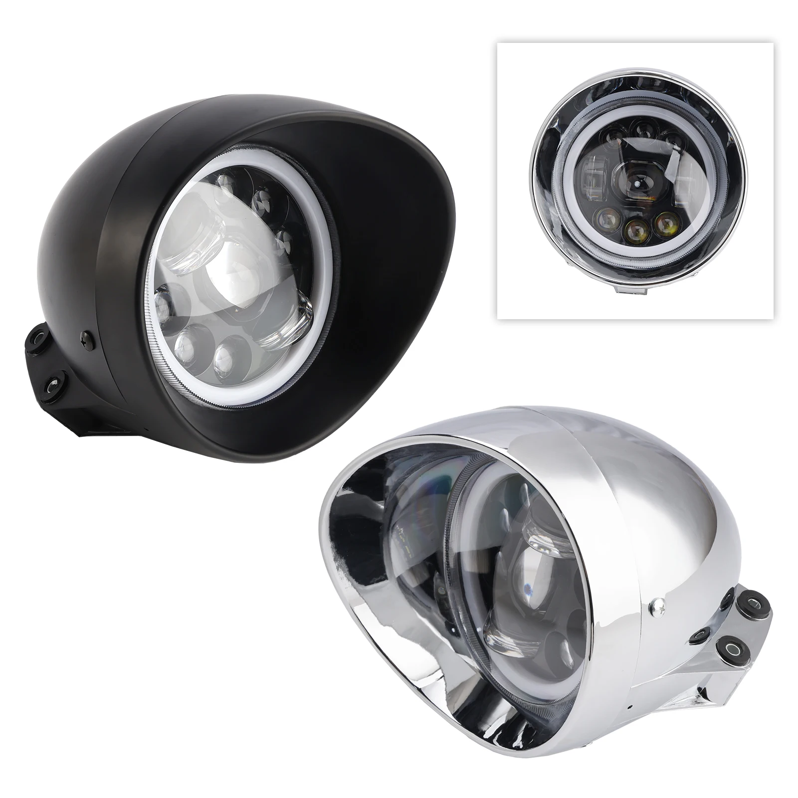 

Topteng 9-Bulbs Beam Headlight Fog Lamp Custom Fits For Racer Bobber Chopper Chrome