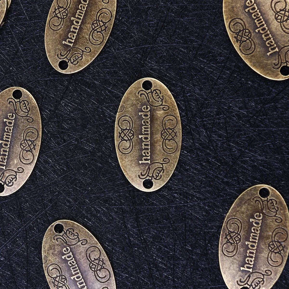 

60Pcs Creative Double Hole Metal Label Pendant Charms DIY Jewelry Supplies Necklace Bracelet Keychain Accessory