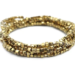 2mm Glod Plated Faceted Cube Crystal Beads Square Glass Loose Spacer Beads Handmade for Jewelry Making DIY Bracelet Necklace