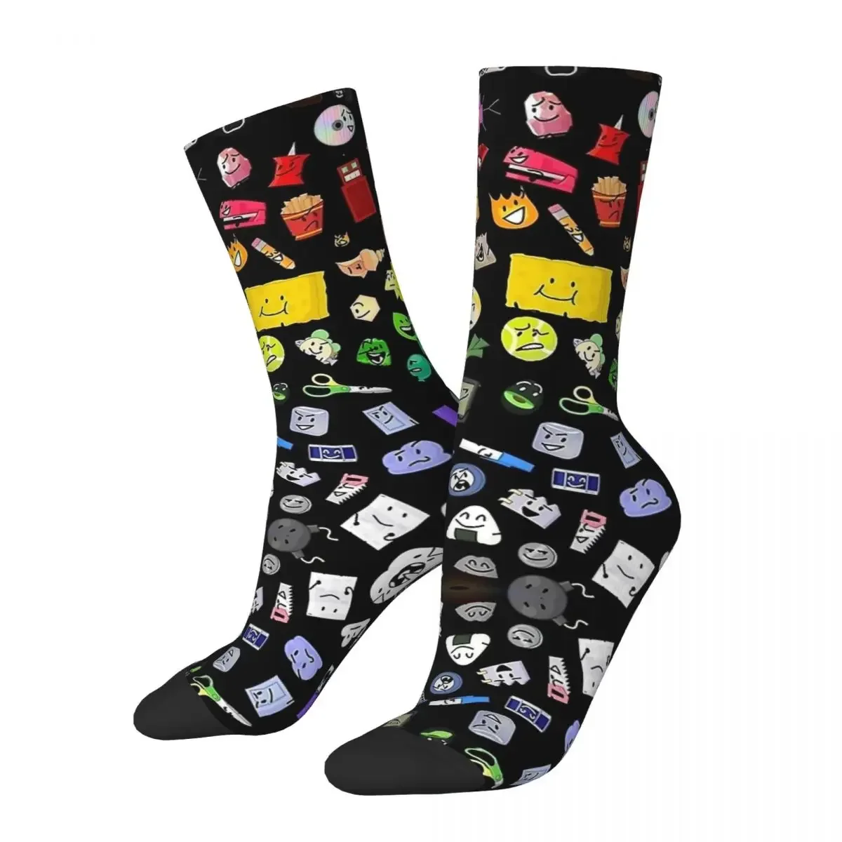 Cool Battle For Dream Island Game BFB TPOT Full Cast  Basketball Socks Polyester Crew Socks for Unisex