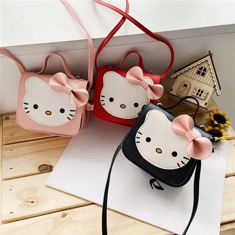 Hello Kitty Casual Shoulder Bag Sanrio Anime Pink Kitty Modeling Tote Bags for Girls Cute Min Coin Purse Women Crossbody Bags