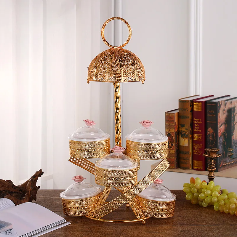 Zml exquisite dried fruit box - creative, high-end, tiered wall-mountable alloy fruit basket