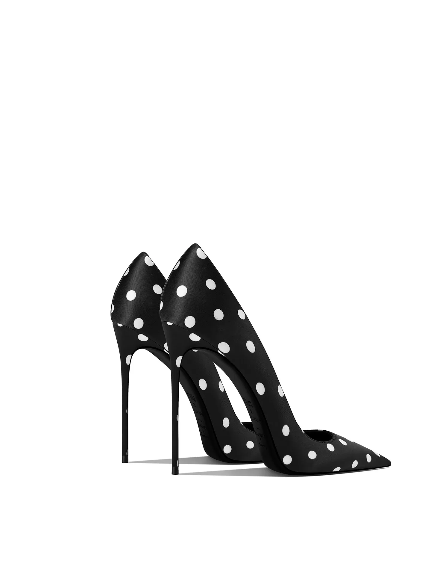New Fashion Light Luxury Silk Polka Dot Queen Style Black Pointed Thin High-Heeled Shoes for Women Commuting Versatile