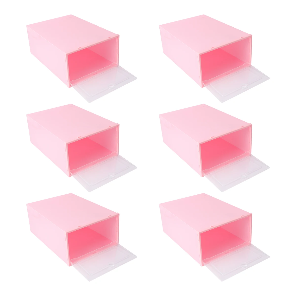

6Pcs Shoes Storage Box Large Capacity Simple Design Fresh Color Transparent Visual Window Easy to View