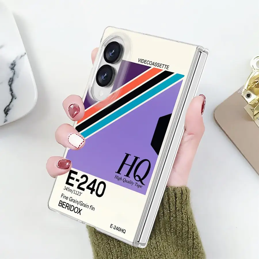 Transparent Phone Cover Case for Samsung Galaxy Z Fold 8 PC Hard Luxury ZFold8 ZFold 8 VHS Tape