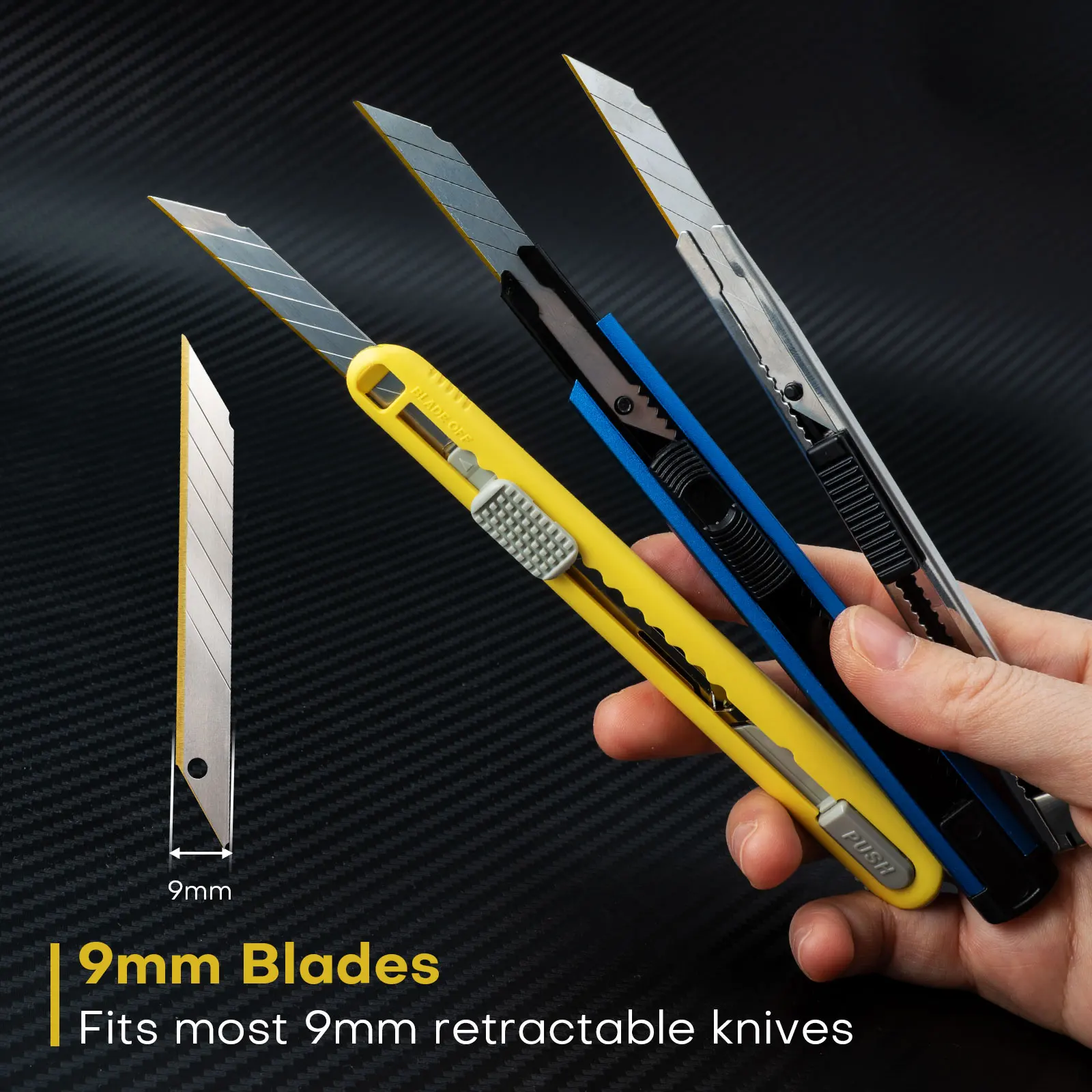 FOSHIO 9 مللي متر 30 زاوية التيتانيوم المغلفة سكّين متعدّد الاستخدامات شفرة عبوات مكافحة الصدأ الكربون الصلب المفاجئة قاطع قابل للسحب 50 قطعة/الحزمة #5